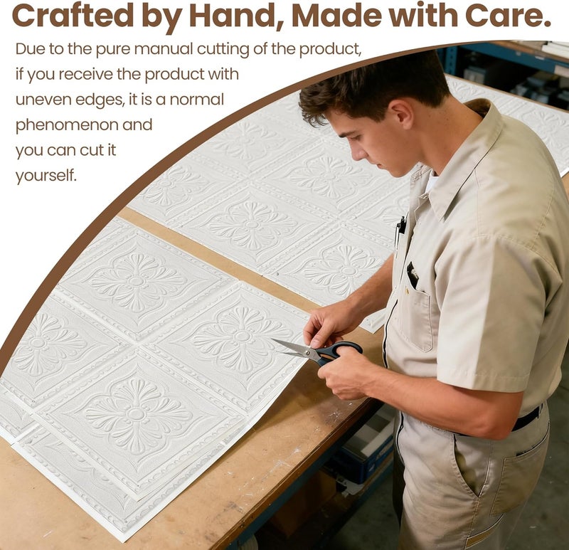 Dureidos Ceiling Tiles Peel and Stick, 32 Pcs Ceiling Tiles Foam, Covered 42 Sq.Ft, Easy to Install and Cut for Ceil and Interior Wall Decor, Plain White（13.8 x 13.8 inch） - Image 5